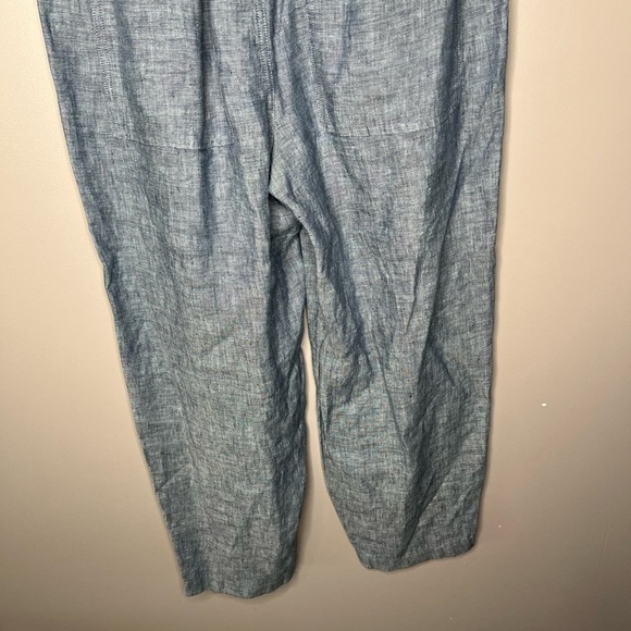 POETRY Cropped Pleated Trousers - Yarn Dyed Linen - Aqua Petrol - Picture 9 of 12